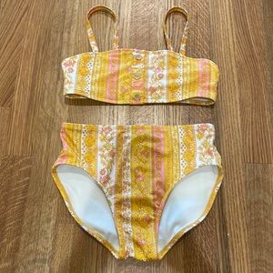 Girls orange/pink floral swimsuit